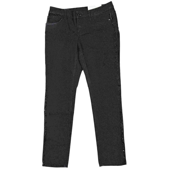 Christopher & Banks Denim - Christopher & Banks Petite Black Jeans Tapered Leg Embellished Modern‎ Fit 4P